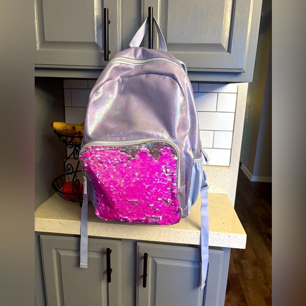 Iridescent Pink Sequin Backpack